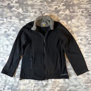 Cabela’s Full Zip Black Fleece Jacket Zip Pockets Women’s Small